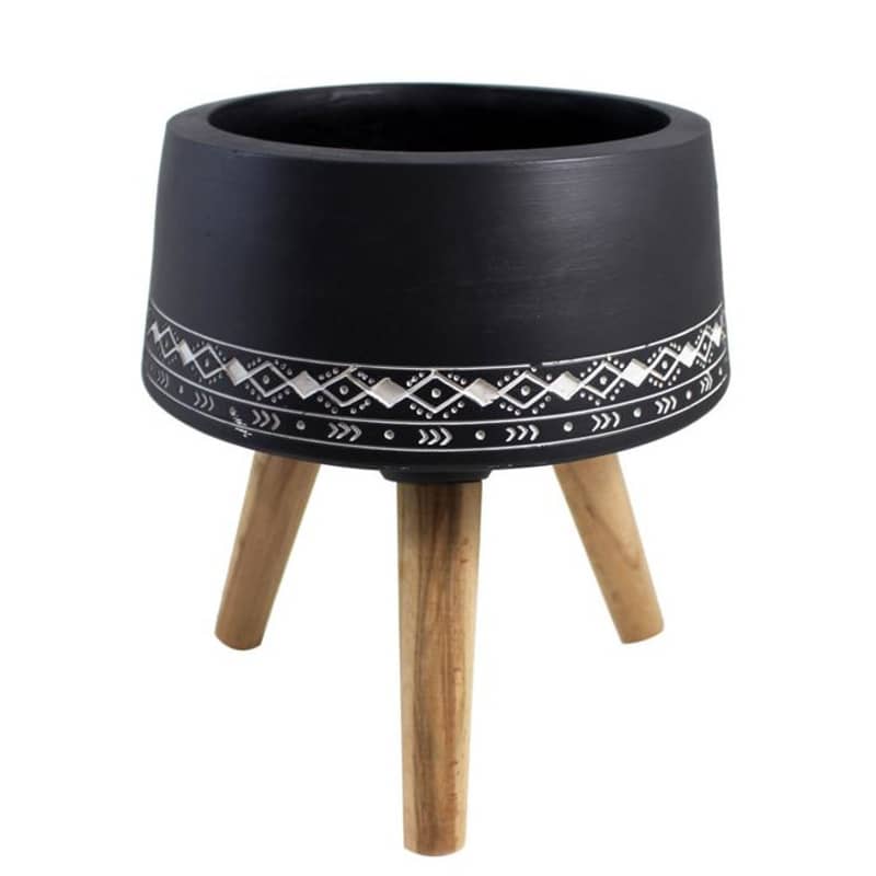 Pot en céramique sur pattes en bois