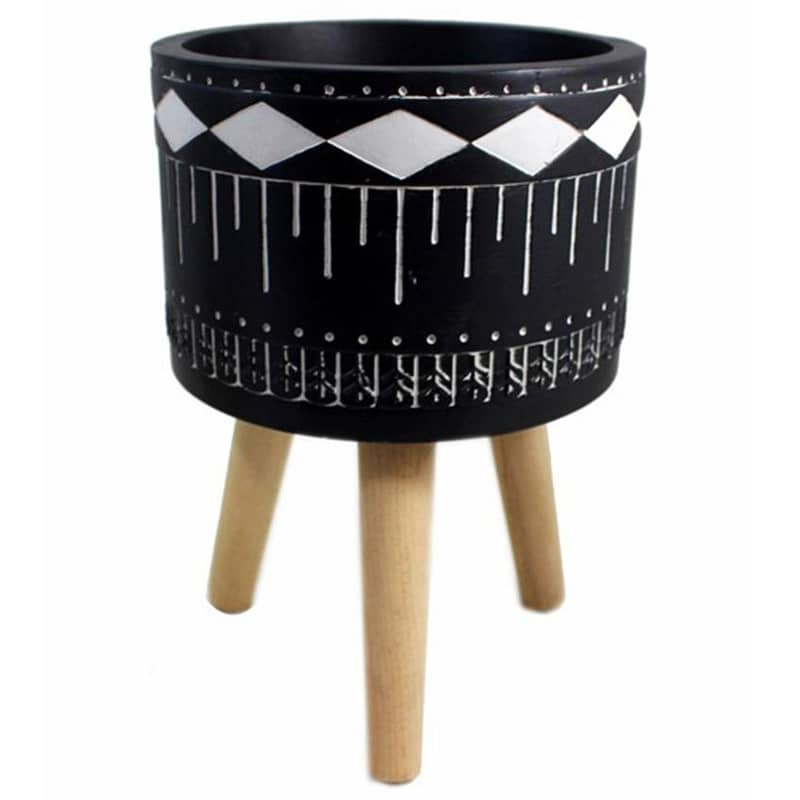 Pot en céramique sur pattes en bois