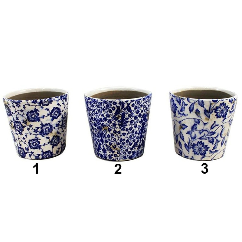 Pot en céramique avec motif fleuri