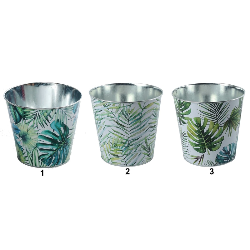 Pot à motifs de feuilles en métal