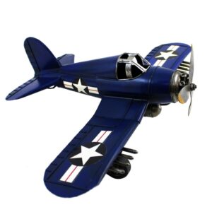 Avion en métal bleu antique