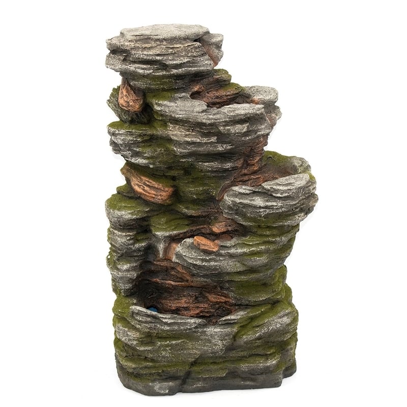 Fontaine roche multi-niveaux et lumière