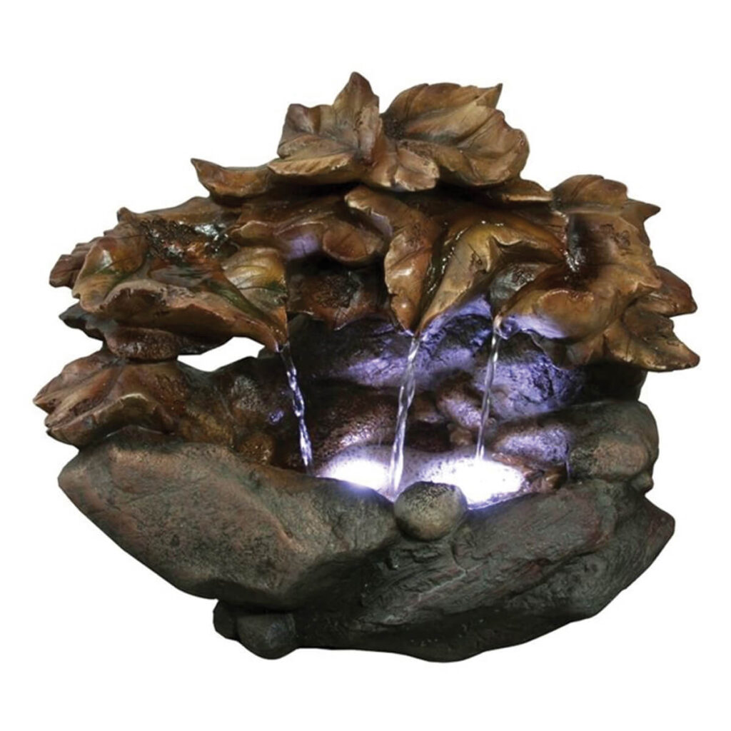 Fontaine Solaire 35 Cm Fée Mystique Avec Cascade De Feuilles - Effet Bronze, Fontaine D'Extérieur Autonome, Bain D'Oiseaux Magique Pour Jardin