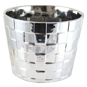 Pot en céramique argent avec motif de briques