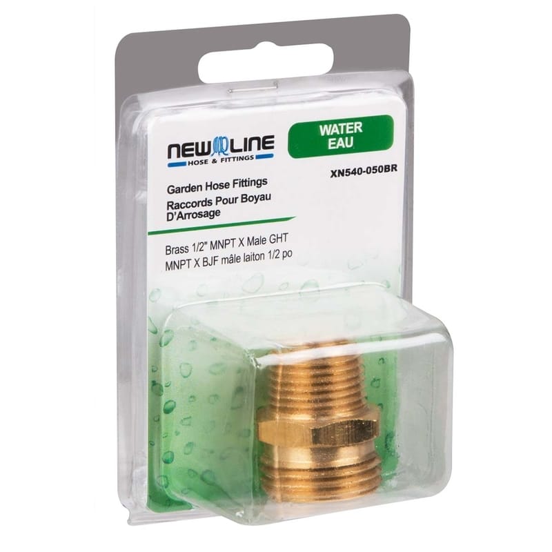 Raccord pour boyau d'arrosage MNPT X BJF mâle en laiton